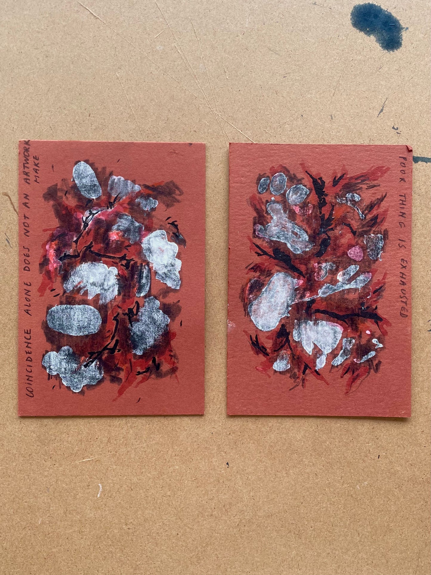 Mixed media original diptych (2x / 15 x 10 cm) Angéline Catteeuw
